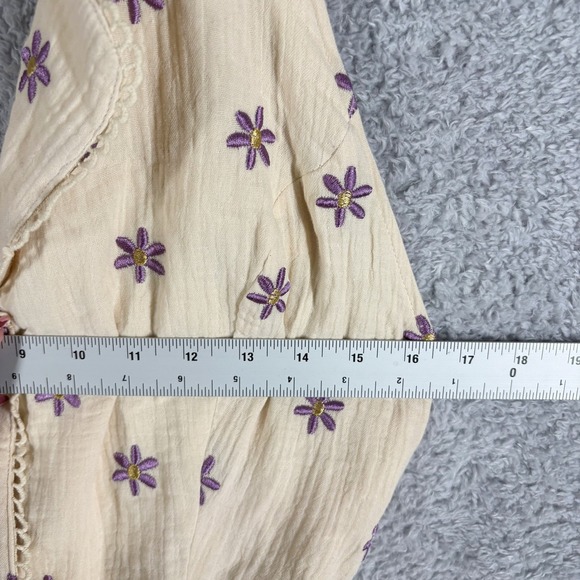 NEW J.Nna Cream Floral Embroidered Collar Halter Midi Dress Smocked Back Size M - Picture 4 of 10